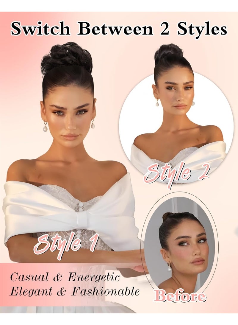 Noori Bun Hairpiece,Curly Hair Scrunchie With Hair Updo Hair Extensions Messy Bun Hairpieces For Women Girls Ponytail Curly Hair Scrunchie, Large Black - Image 3