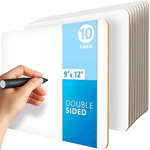 JUZARI 10 Pack 9x12 Small White Board for Students - Small Dry Erase Boards - Double Sided Mini Whiteboard - Smal Whiteboards Lapboards - Personal Dry Erase Board Kids - Mini White Boards for Classroom - Image 1