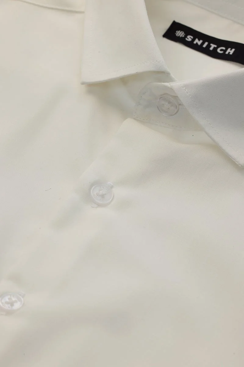 SNITCH White Solid Long Sleeve Slim Fit Formal Shirt