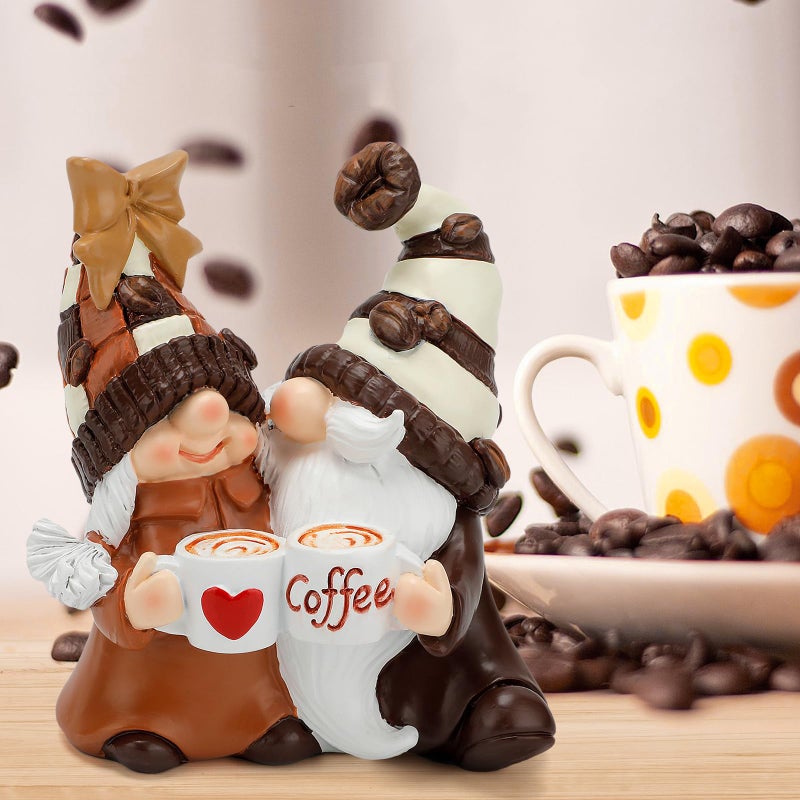 Zonling Coffee Gnomes Coffee Bar Decor Accessories Spring Summer Gnome Decorations Gifts Fall Gnomes Decorations for Home Tiered Tray Table Ornaments Indoor - Image 2