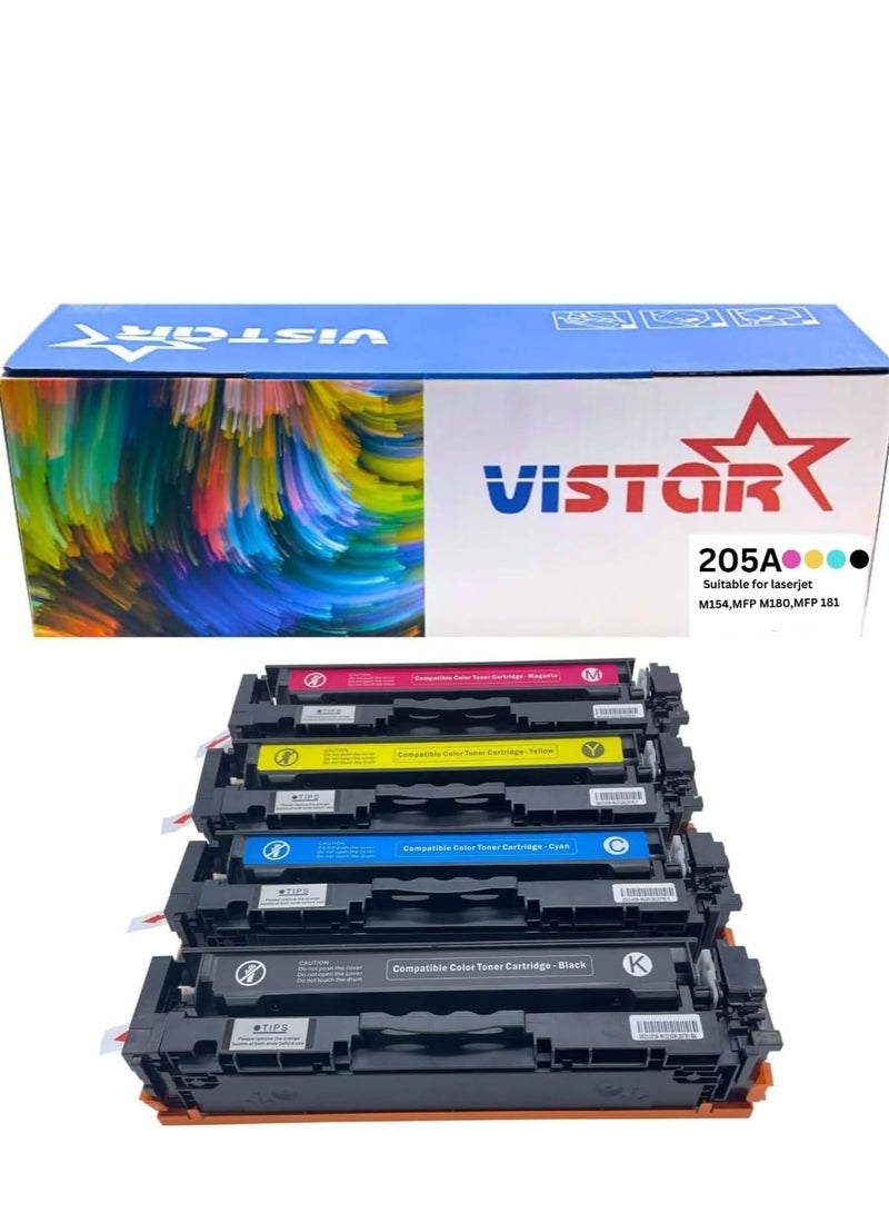 عبوة حبر Vistar 205A رباعية الألوان لطابعة HP M281FDW، أسود | سماوي | أرجواني | أصفر