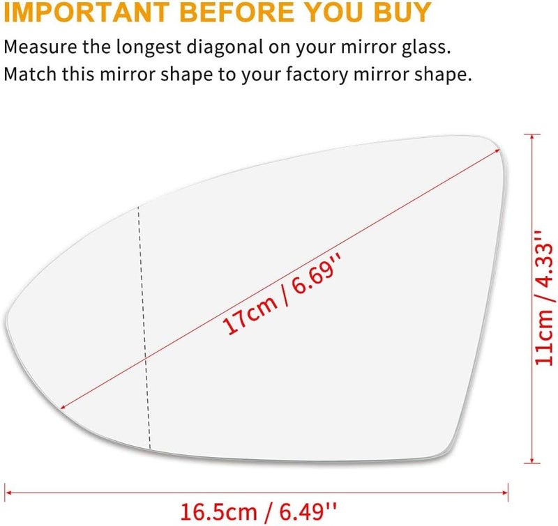 Wivplex Wide Angle Heated Side Mirror Glass for Volkswagen Golf MK7 - Image 2