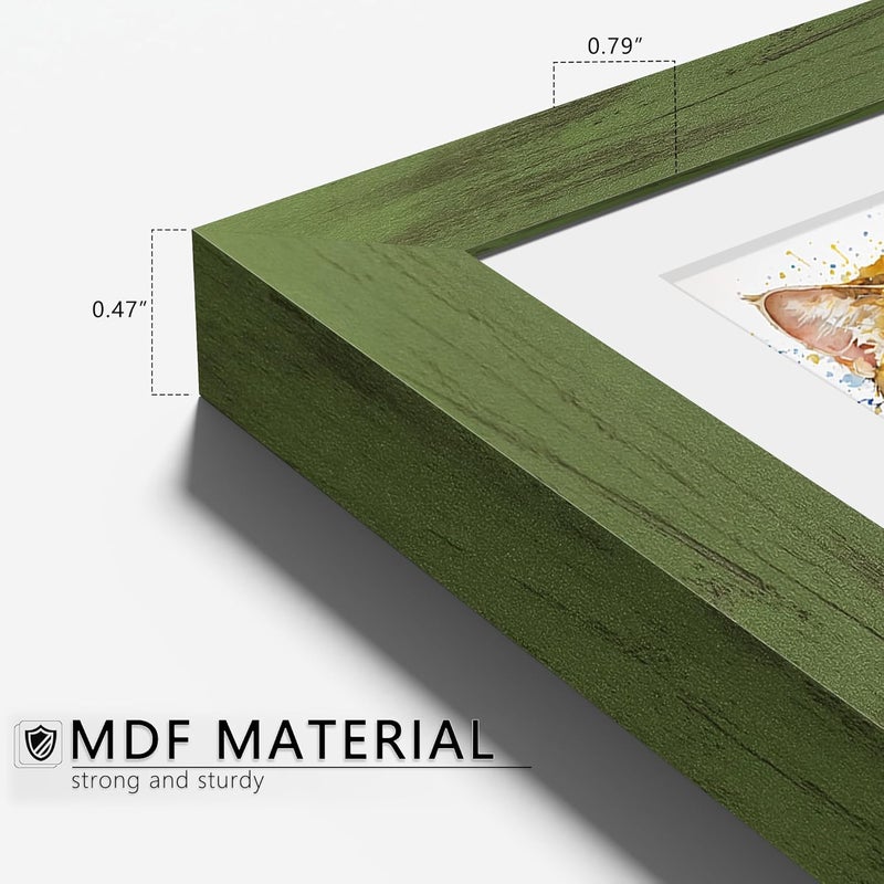 Picrit 5x7 Picture Frame Set of 12, Display 4x6 with Mat or 5x7 Without Mat, Photo Frames for Wall Mounting or Table Top Display, Green Wood Grain. - Image 4