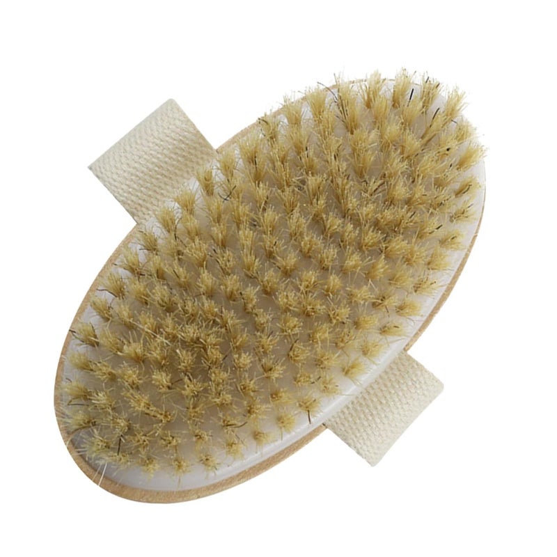 Natural Boar Bristle Wooden Shower Brush For Exfoliating Body Massage Wet Dry Use - Image 2