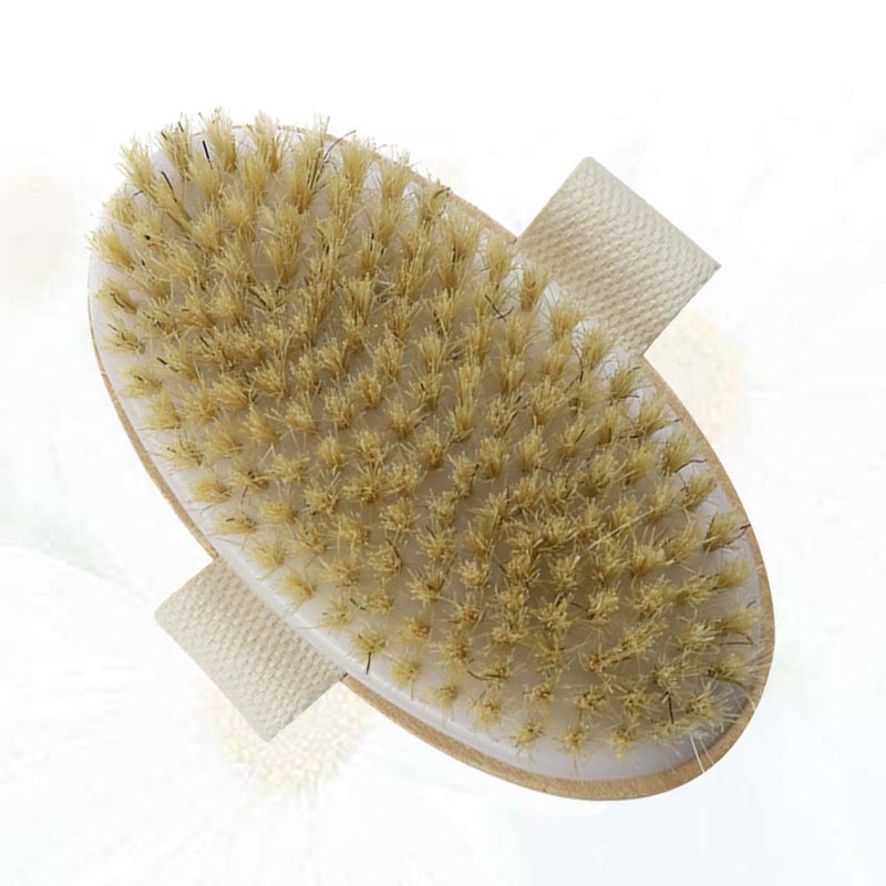 Natural Boar Bristle Wooden Shower Brush For Exfoliating Body Massage Wet Dry Use - Image 4