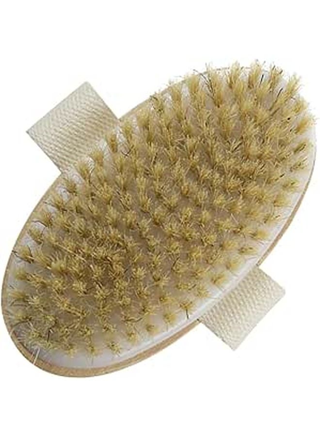 Natural Boar Bristle Wooden Shower Brush For Exfoliating Body Massage Wet Dry Use - Image 1