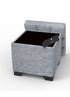 Wooden Twist Eccentric Stool End Table With Storage - Light Grey  - Image 3