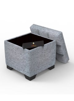 Wooden Twist Eccentric Stool End Table With Storage - Light Grey  - Image 1