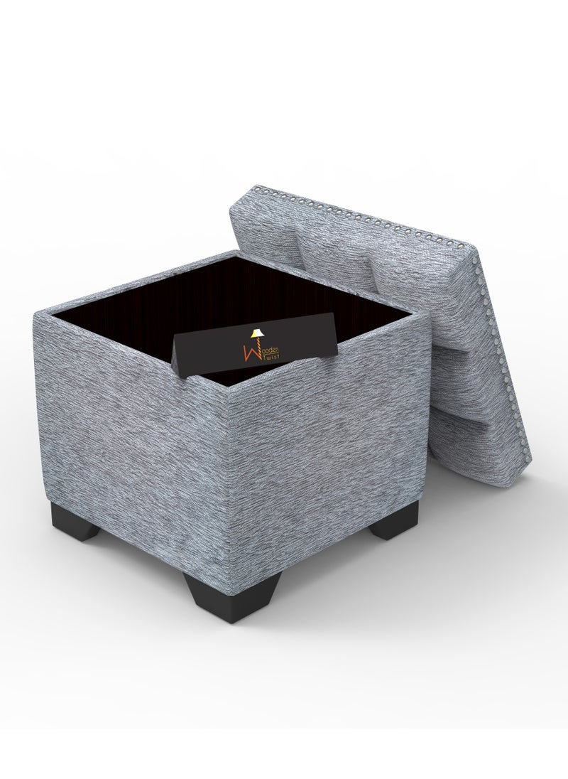 Wooden Twist Eccentric Stool End Table With Storage - Light Grey  - Image 1