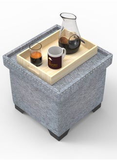 Wooden Twist Eccentric Stool End Table With Storage - Light Grey  - Image 2