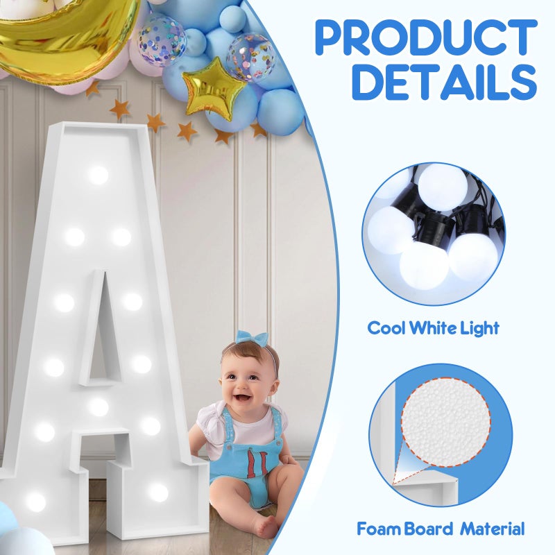 Bugame 4FT Marquee Letters, Cool Light Up Letters A for Birthday Anniversary Graduation Party Decorations, Marry Me Signs for Wedding Decor (DIY Kit) - Image 5