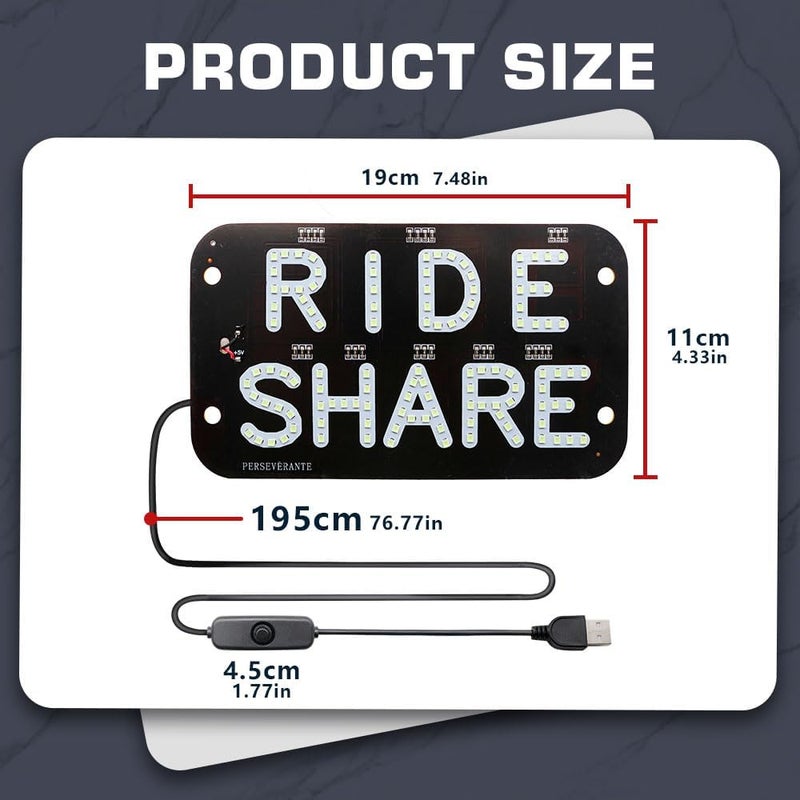 YSY LED Rideshare Sign with USB Cable - Image 2