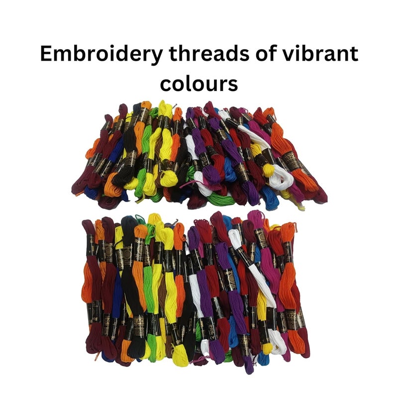 Embroidery Beginners Starter Kit 86 Inches Bamboo Hoop25 Multicolored Threads Compact Needle kit Pearl Head pin Needles 1 Threader Trimmer  - Image 3