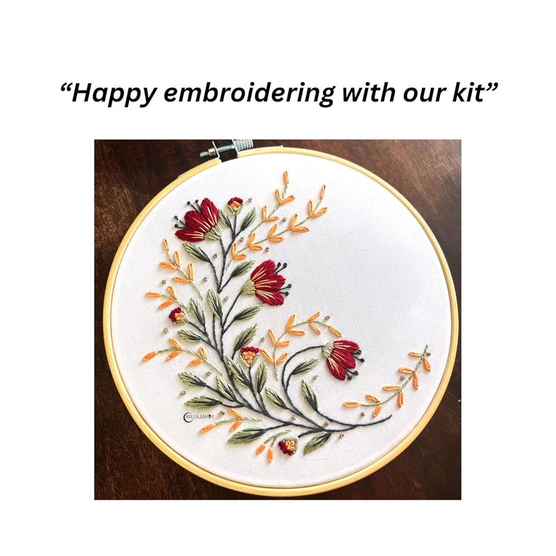 Embroidery Beginners Starter Kit 86 Inches Bamboo Hoop25 Multicolored Threads Compact Needle kit Pearl Head pin Needles 1 Threader Trimmer  - Image 4