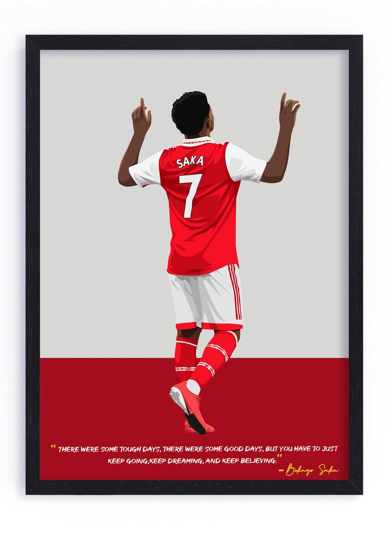 Boomah Accessories Bukayo Saka Arsenal Football Gift Illustration Art Poster with Frame 30x40cm 
