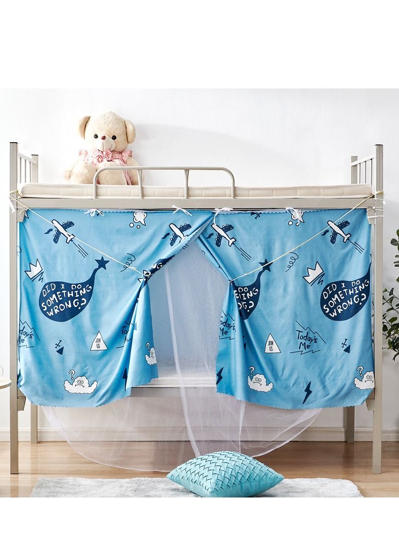 Y&D Blue Whale Designed Lower Deck Curtain Cotton Blend Blue  - Image 1