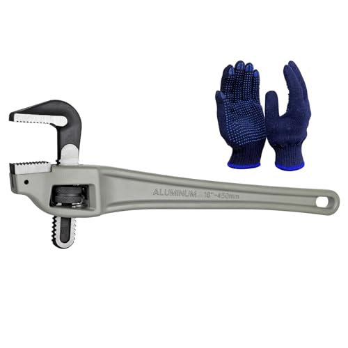 KARRYTON 18 Inch Aluminum Offset Pipe Wrench, 3.5"/89mm Adjustable Jaw Capacity, Heavy Duty Plumbers Wrench with Drop Forged Steel Jaw(CR-V), Perfect Plumbing Tool Exceed GGG Standard - Image 1