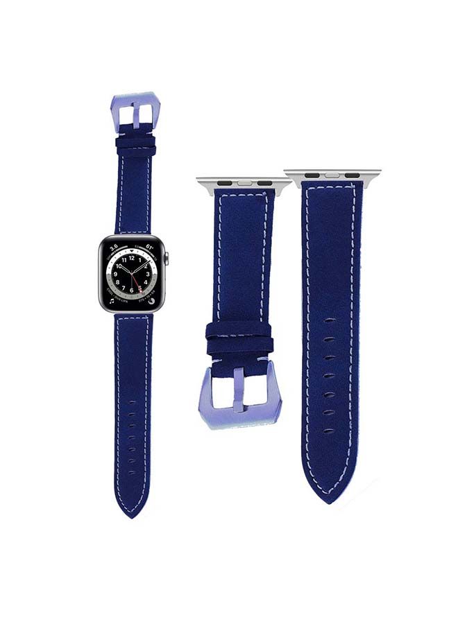 NIBEMINENT Vintage Washed Replacement Band For Apple Watch Series 6/SE/5/4/3/2/1 Dark Blue - Image 1