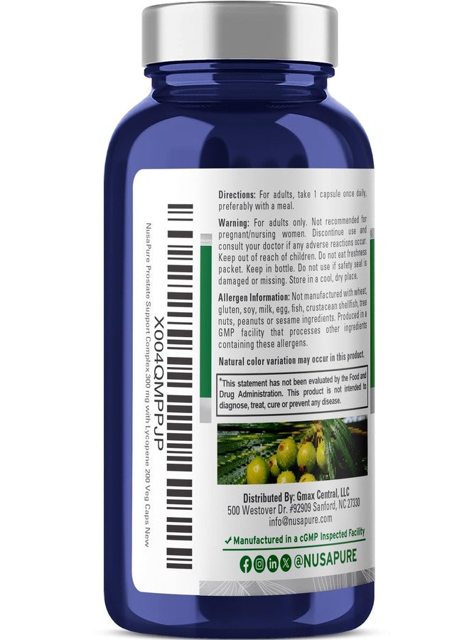NusaPure Prostate Support, Non-GMO, Vegan, 300mg, 200 Veg Capsules - 200 Servings - Image 2
