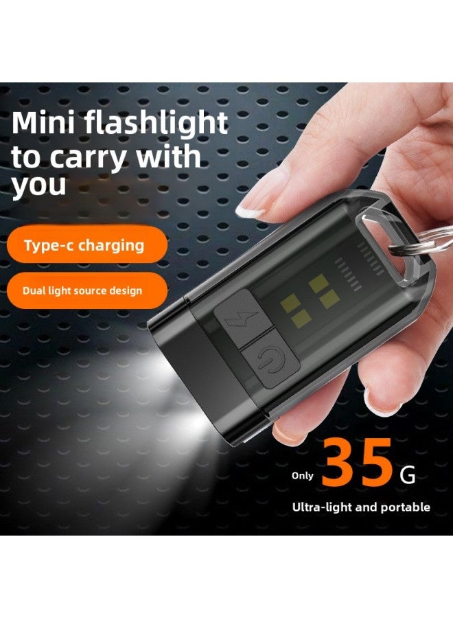 Portable Mini Flashlight Type-C Charging Whistle Lamp Cap Clip Lamp Gift Flashlight Keychain Lamp 