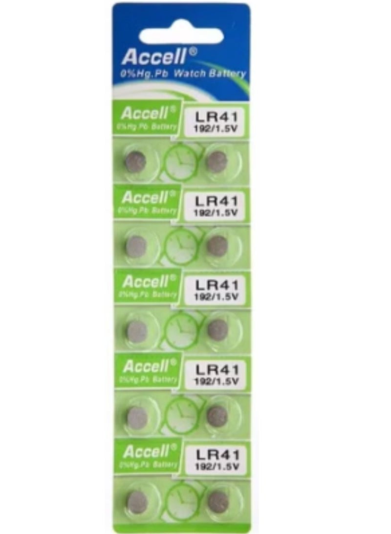 Accell 10-Pieces  AG3 LR41 (192) Alkaline 1.5V Batteries