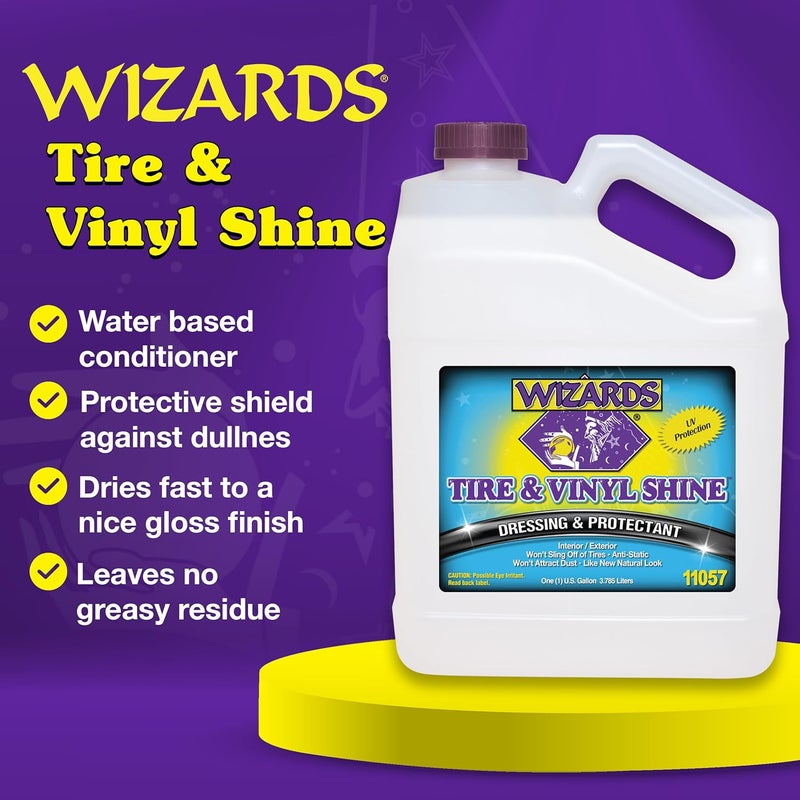 WIZARDS - Vinyl & Tire Shine Spray, Tire Dressing and Protectant, Professional Detail Spray, No Sling Off, Anti-static Car Detailing Spray, KeepingTires & Vinyls Look New, Car Care Products, 1 Gallon - Image 2