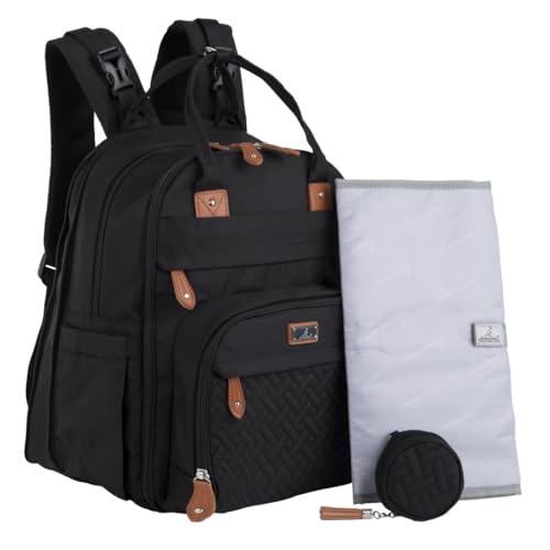 BabbleRoo Extra Large Diaper Bag Backpack Expandable Baby Bag with Up to 50 More Capacity Travel Essentials Baby Bag Tote with Changing Pad Stroller Straps Pacifier Case Unisex Black - Image 1