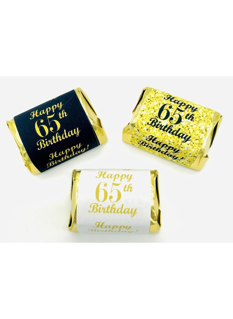 RokAPary 65th Birthday Nuggets Labels Chocolate Candy Wrapper Set of 90 Candy Stickers 3 Designs 30 Gold 30 Black 30 White Candy Not Included  - Image 1
