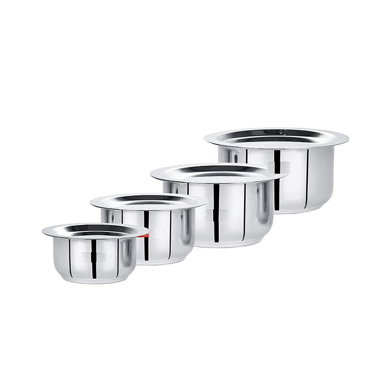 RJ kitchenware Store Stainless Steel Friendly Tope/patila/cookware with Lids, 370ML, 550ML, 800ML, 1100ML, 4 Piece (Steel) - Image 1