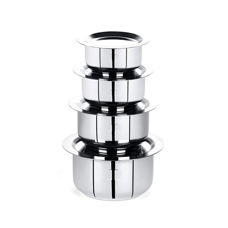 RJ kitchenware Store Stainless Steel Friendly Tope/patila/cookware with Lids, 370ML, 550ML, 800ML, 1100ML, 4 Piece (Steel) - Image 4
