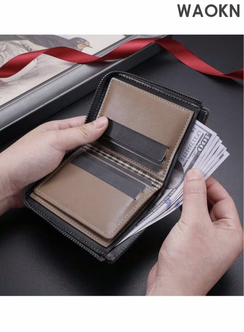 WAOKN Men's Multi-Functional Retro Zipper Wallet, Suitable for Young People and Students, Fashionable and Comprehensive to Carry Cards Multiple Card Slots, Multi-function Card Holder for Youth Students, Great Gift for Men - Image 4