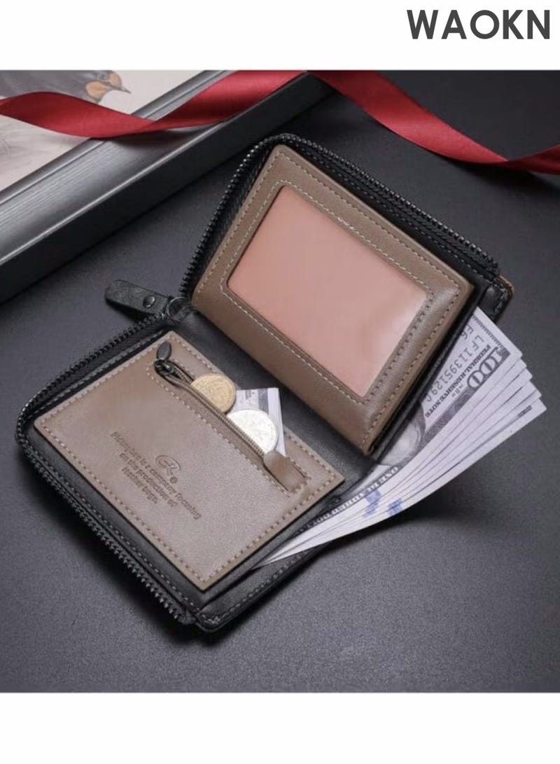 WAOKN Men's Multi-Functional Retro Zipper Wallet, Suitable for Young People and Students, Fashionable and Comprehensive to Carry Cards Multiple Card Slots, Multi-function Card Holder for Youth Students, Great Gift for Men - Image 5