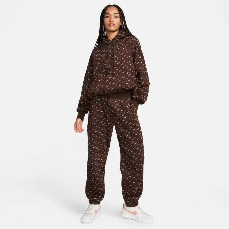 Nike Women's Sportswear Phoenix Fleece Oversized Printed Tracksuit Bottoms