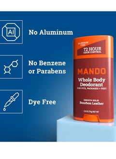 Mando Mando Whole Body Deodorant For Men - Smooth Solid Stick - 72 Hour Odor Control - Aluminum Free, Baking Soda Free, Skin Safe - 2.6 Ounce (Pack of 2) - Bourbon Leather  - Image 2