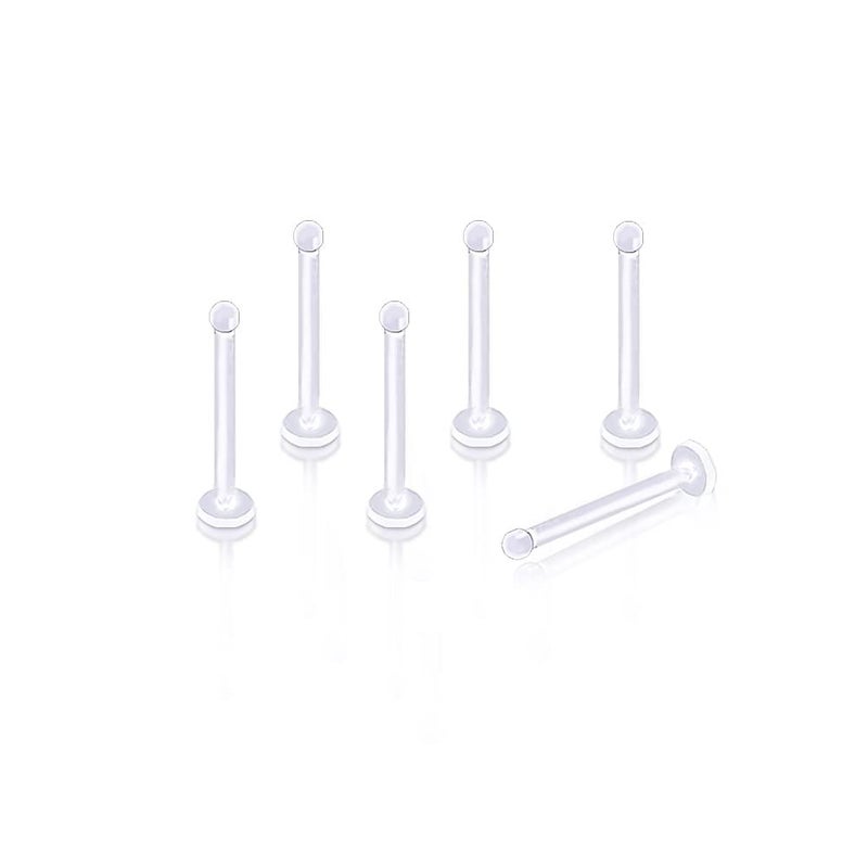 Lxnoap 20G Clear Bioflex Flat Top Nose Ring Stud Retainer Body Piercing Jewelry Allergy Free, Metal Free (Bone, 5 pcs) - Image 1