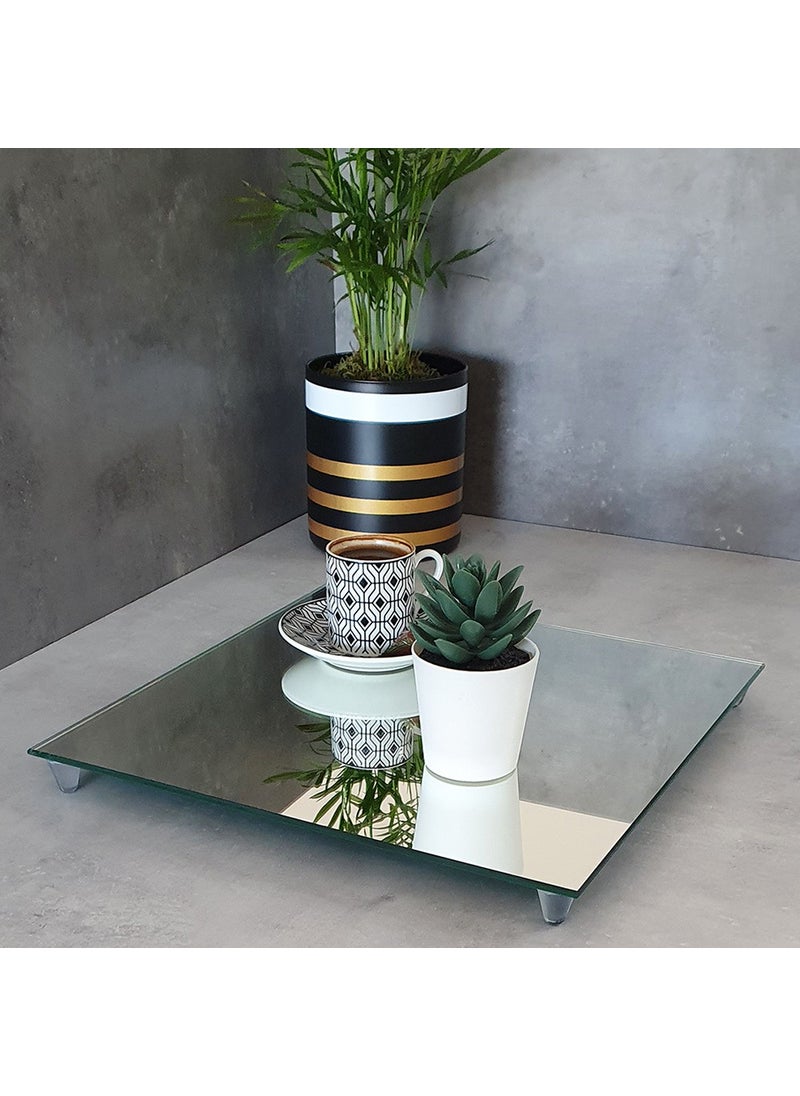DECORITA Mirror Presentation Tray | Promise-Engagement Tray | Square Mirror | 30cmx30cm  - Image 1