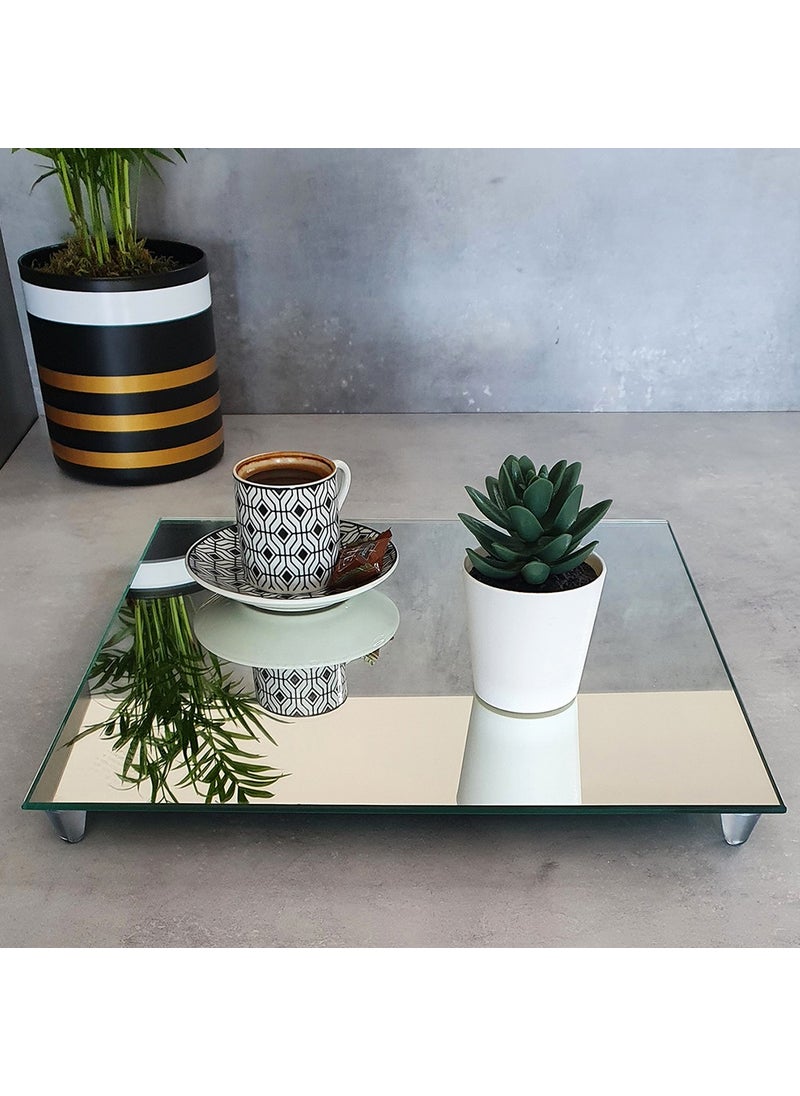 DECORITA Mirror Presentation Tray | Promise-Engagement Tray | Square Mirror | 30cmx30cm  - Image 2