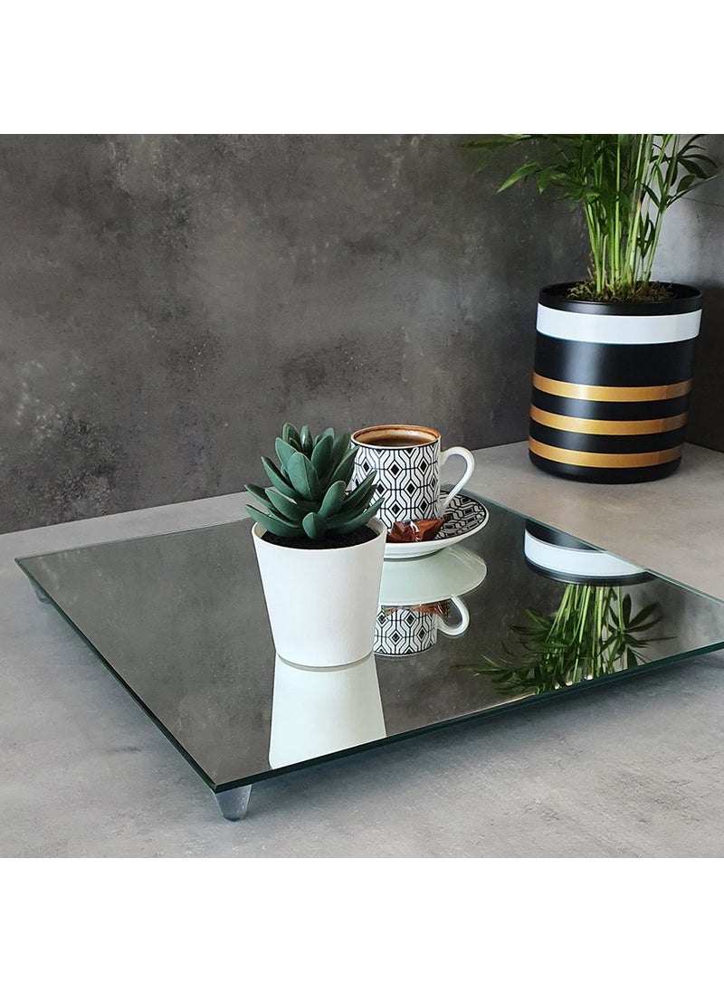 DECORITA Mirror Presentation Tray | Promise-Engagement Tray | Square Mirror | 30cmx30cm  - Image 3