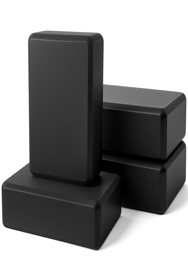 JOUTYFOR 4 Pack Yoga Blocks 9 x 6 x 3 Inch Soft Eva Foam Lightweight Non Slip Yoga Props with Beveled Edges for Yogas Pilates Stretching Meditation (Black) - Image 1