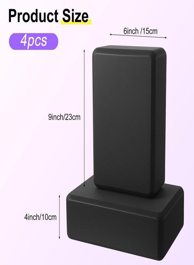 JOUTYFOR 4 Pack Yoga Blocks 9 x 6 x 3 Inch Soft Eva Foam Lightweight Non Slip Yoga Props with Beveled Edges for Yogas Pilates Stretching Meditation (Black) - Image 2