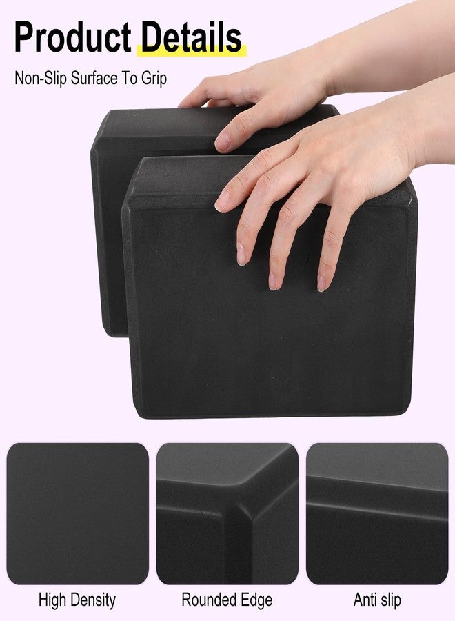 JOUTYFOR 4 Pack Yoga Blocks 9 x 6 x 3 Inch Soft Eva Foam Lightweight Non Slip Yoga Props with Beveled Edges for Yogas Pilates Stretching Meditation (Black) - Image 3