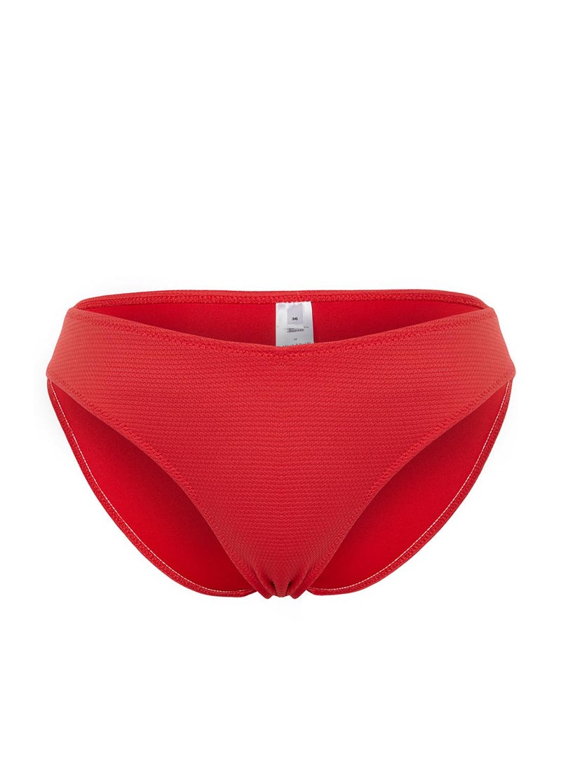 trendyol Red Textured Regular Bikini Bottom - Image 1