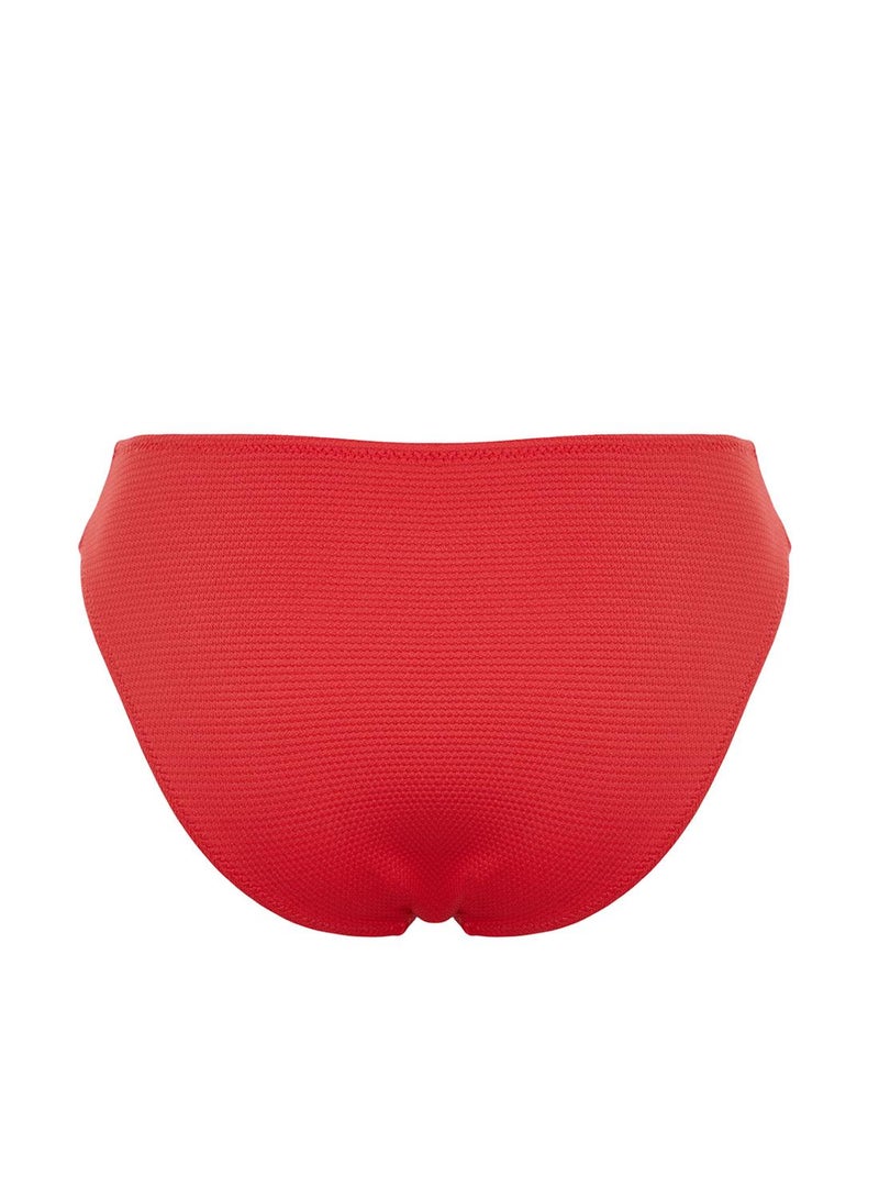 trendyol Red Textured Regular Bikini Bottom - Image 2