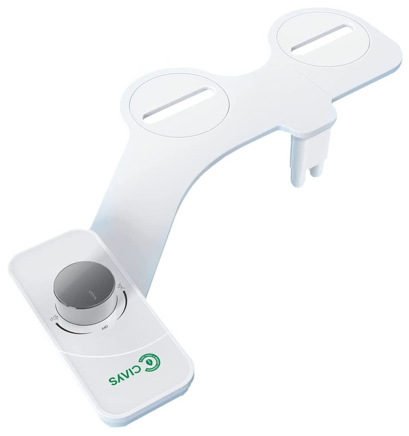 Ciays Toilet Bidet Non-Electric Bidet Toilet Attachment Dual Nozzles for Frontal/Rear Wash, Adjustable Pressure Control, Sliver/White - Image 1