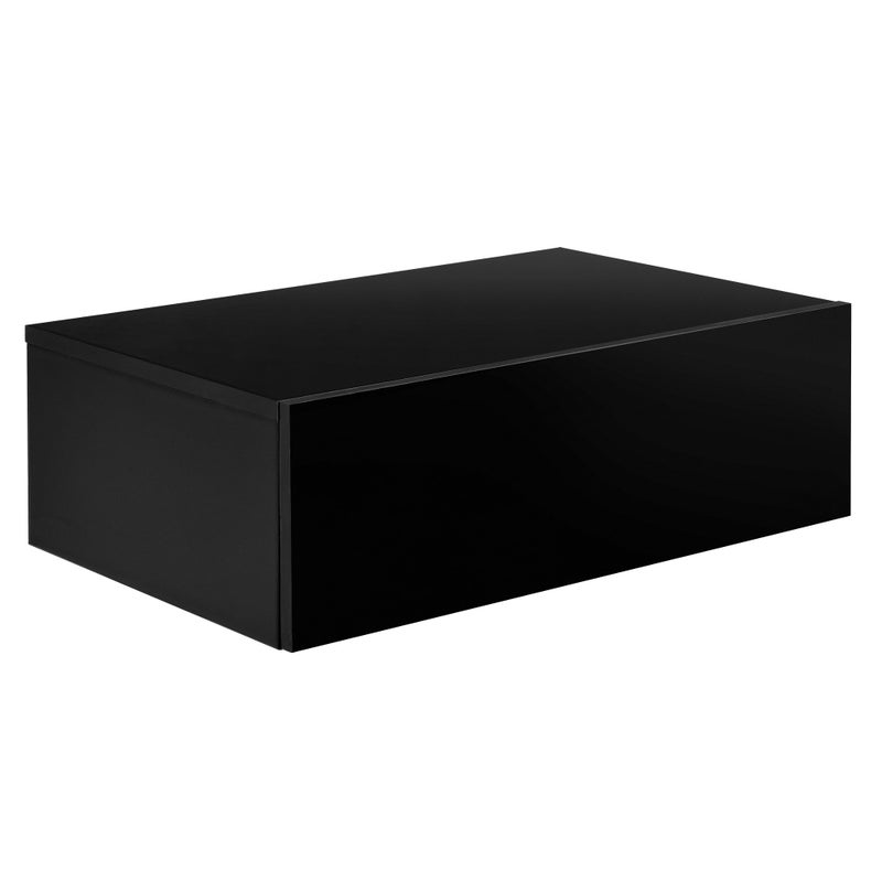 [en.casa] Oslo Wall Shelf with Drawer Set of 2 Bedside Table Floating Bedside Table Hanging Shelf Wall Board Night Console 46 x 30 x 15 cm Black High Gloss - Image 5