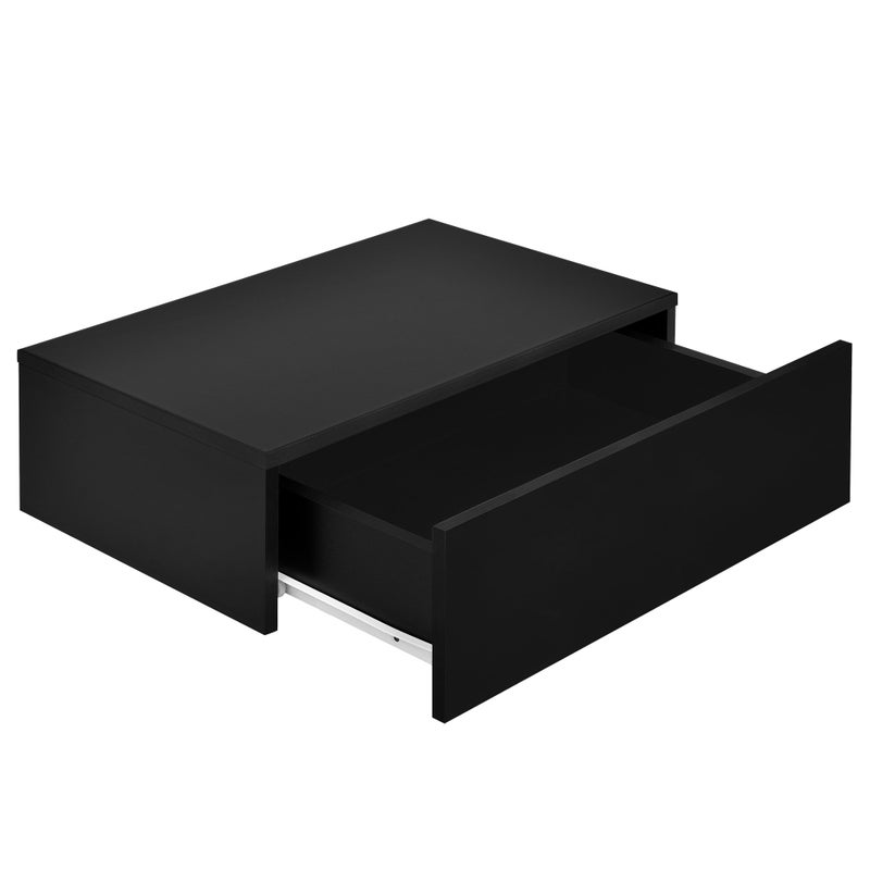 [en.casa] Oslo Wall Shelf with Drawer Set of 2 Bedside Table Floating Bedside Table Hanging Shelf Wall Board Night Console 46 x 30 x 15 cm Black High Gloss - Image 4