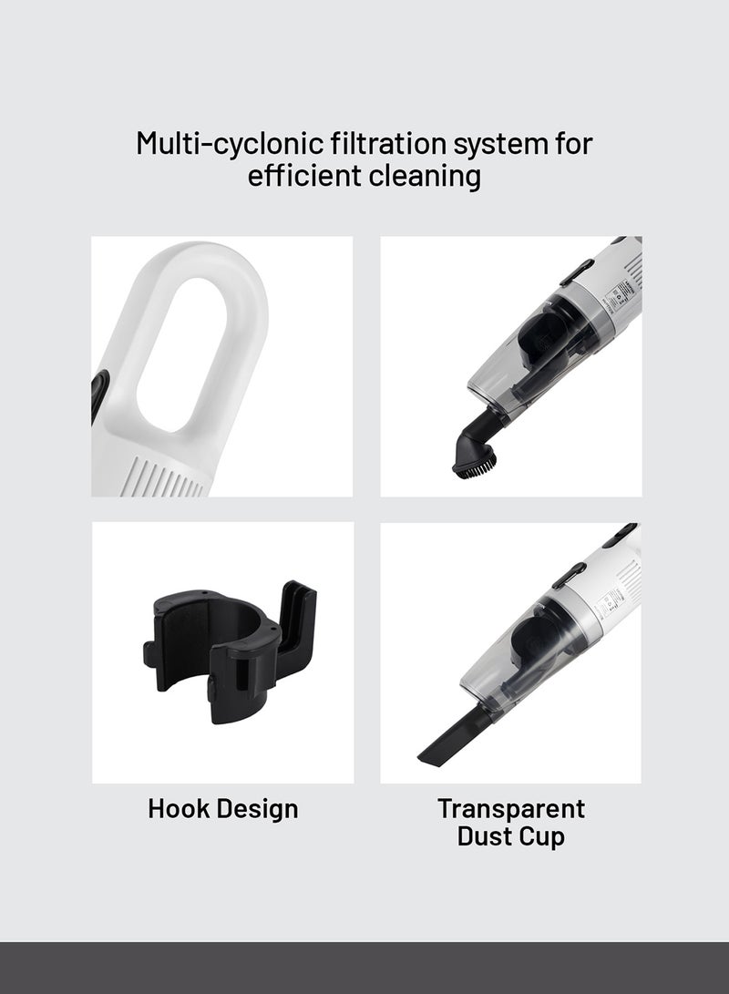 KRYPTON Handheld and Stick Vacuum Cleaner 2-in-1 Design, Transparent Dust Cup, Hook for Easy Storage/ Perfect for Home, Office, Apartments/ Easy to Use and Handy Model, Washable Filter 2 Years Warranty 600 W KNVC6577 White - Image 5