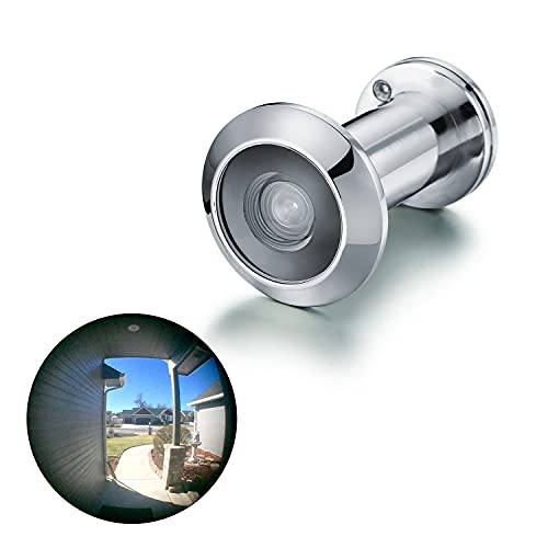 TOGU TG3016YG-PH UL Listed Solid Brass 220-degree Door Viewer with Heavy Duty Privacy Cover for 1-3/8" to 2-1/6" Doors, Polished Chrome Finish - Image 1