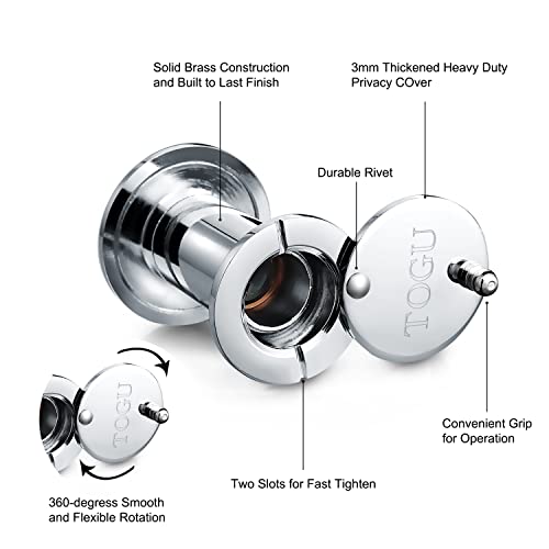 TOGU TG3016YG-PH UL Listed Solid Brass 220-degree Door Viewer with Heavy Duty Privacy Cover for 1-3/8" to 2-1/6" Doors, Polished Chrome Finish - Image 5