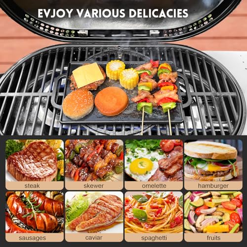 GGC Cast Iron Reversible Grill Griddle，Double Sided Grill Pan Perfect for Gas Grills and Stove Tops, 13 x 8.25 Rectangular Baking Flat and Ribbed Griddle Plate - Image 5
